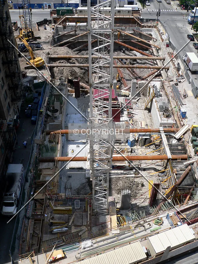 View of the site from the 10th floor of the 900 North Michigan Avenue parking garage