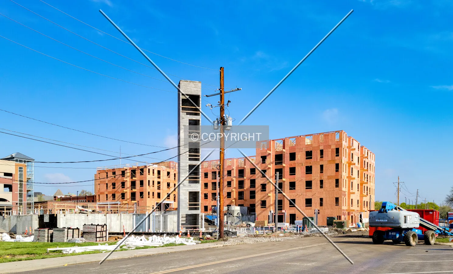From the southeast during construction; April 24, 2021