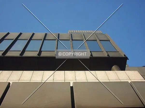 Part of the facade of the low-rise extension near the entrance