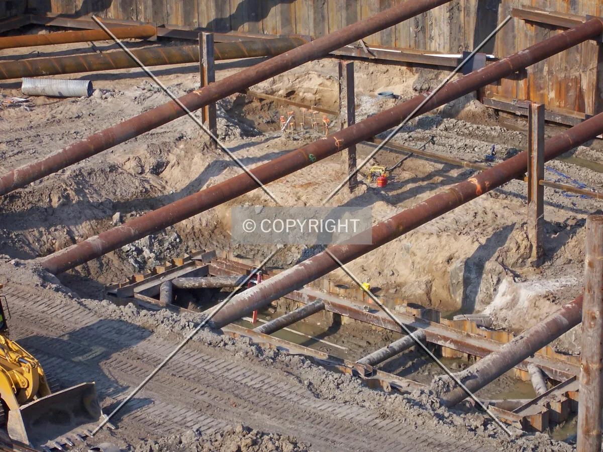 Excavated area for the elevator pits