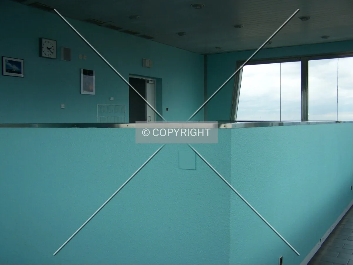 Inside the observation floor's blue room