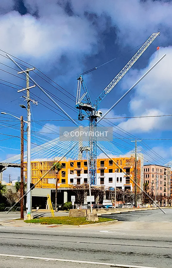 From the southwest during construction; January 1, 2021