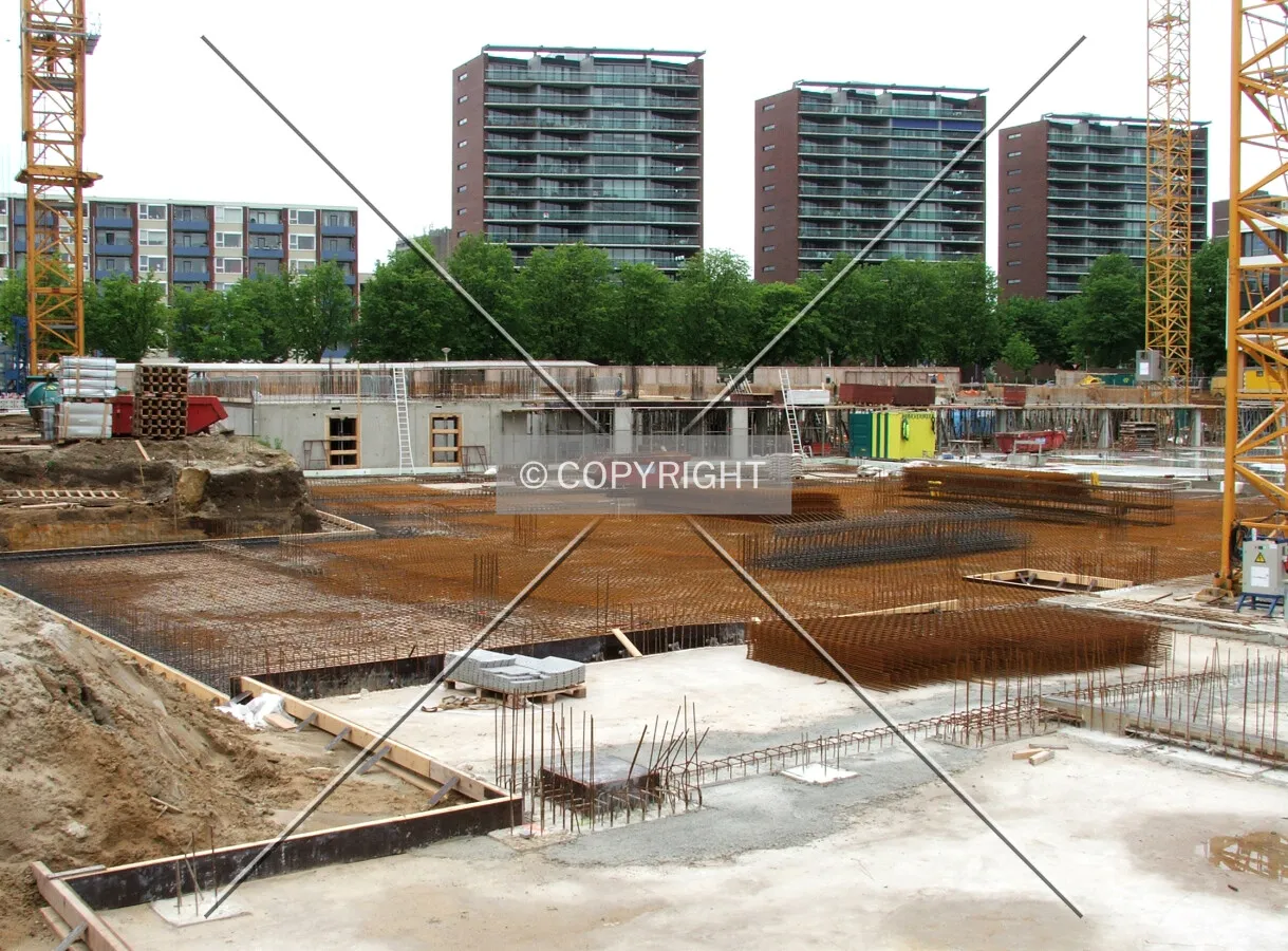 The construction site seen from the south