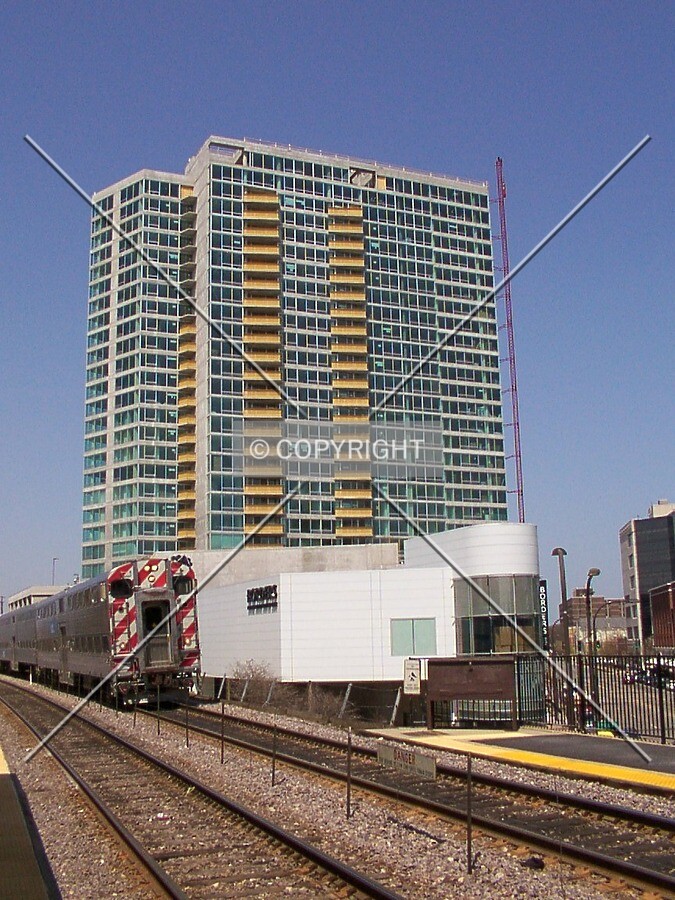 View from the Metra station; 27 April 2003