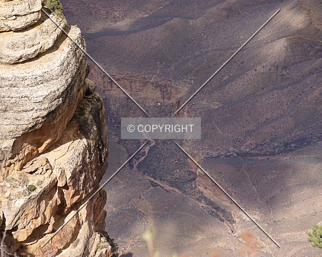 View into the Grand Canyon from next to the Watchtower; February 20, 2017