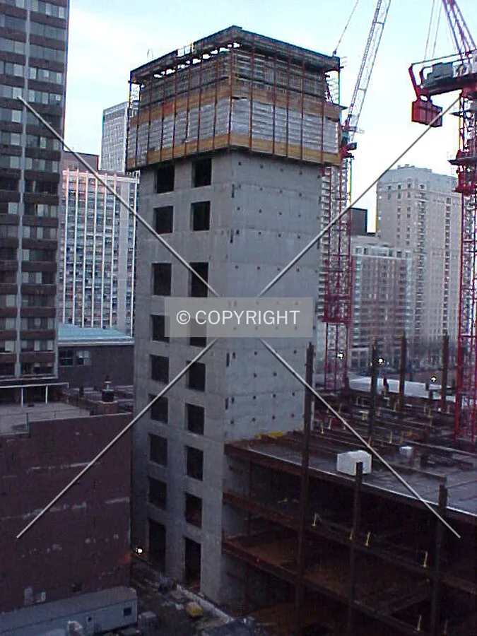 Looking at the site from the parking structure at Fairbanks and Superior