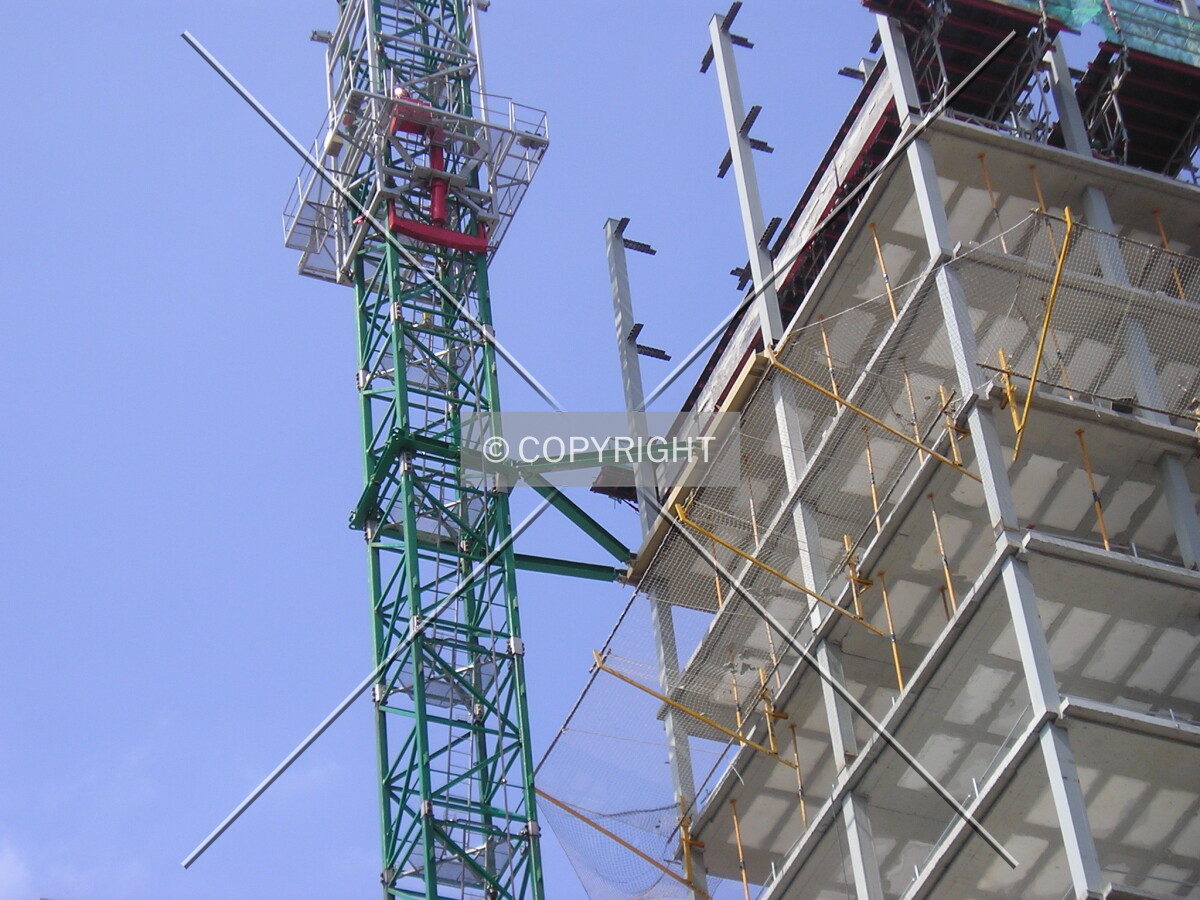 The junction of the crane with the building