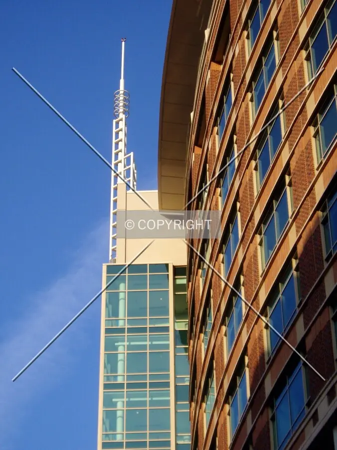 Spire at the top of the northeast corner