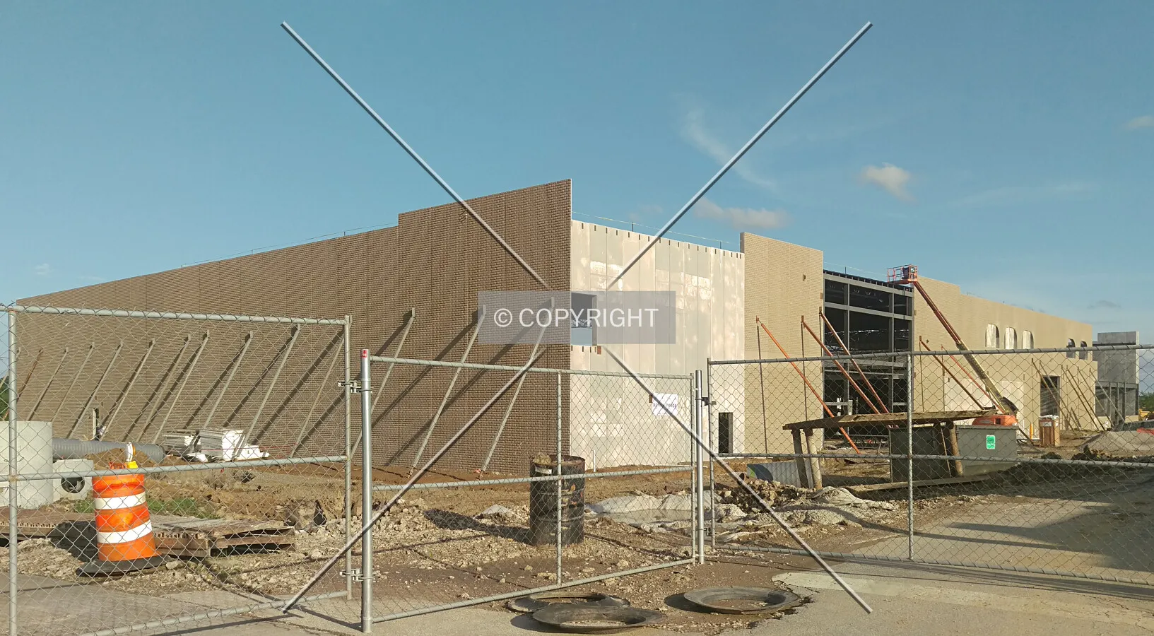 View from the northwest during construction; May 16, 2015