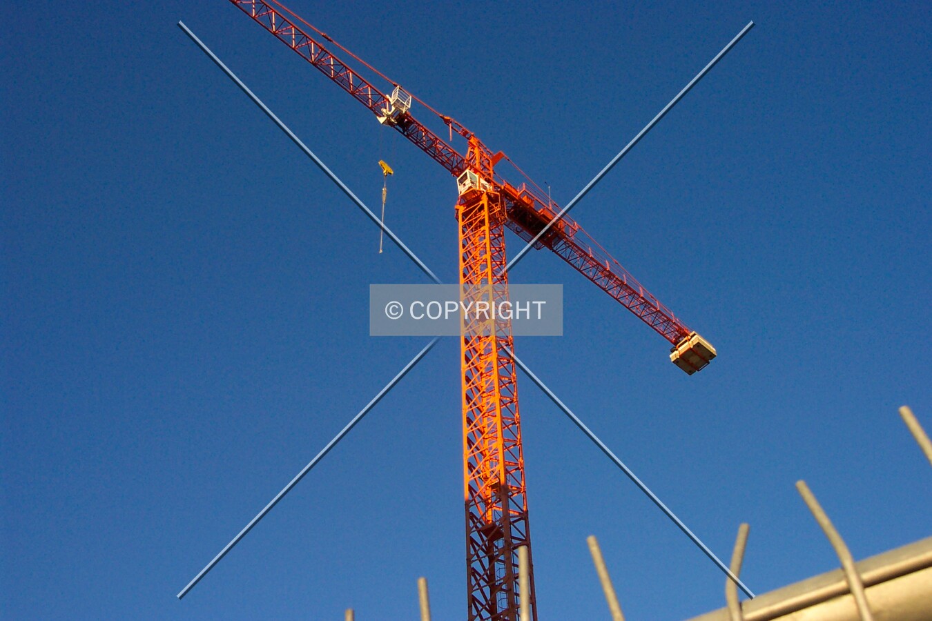 The crane overhead