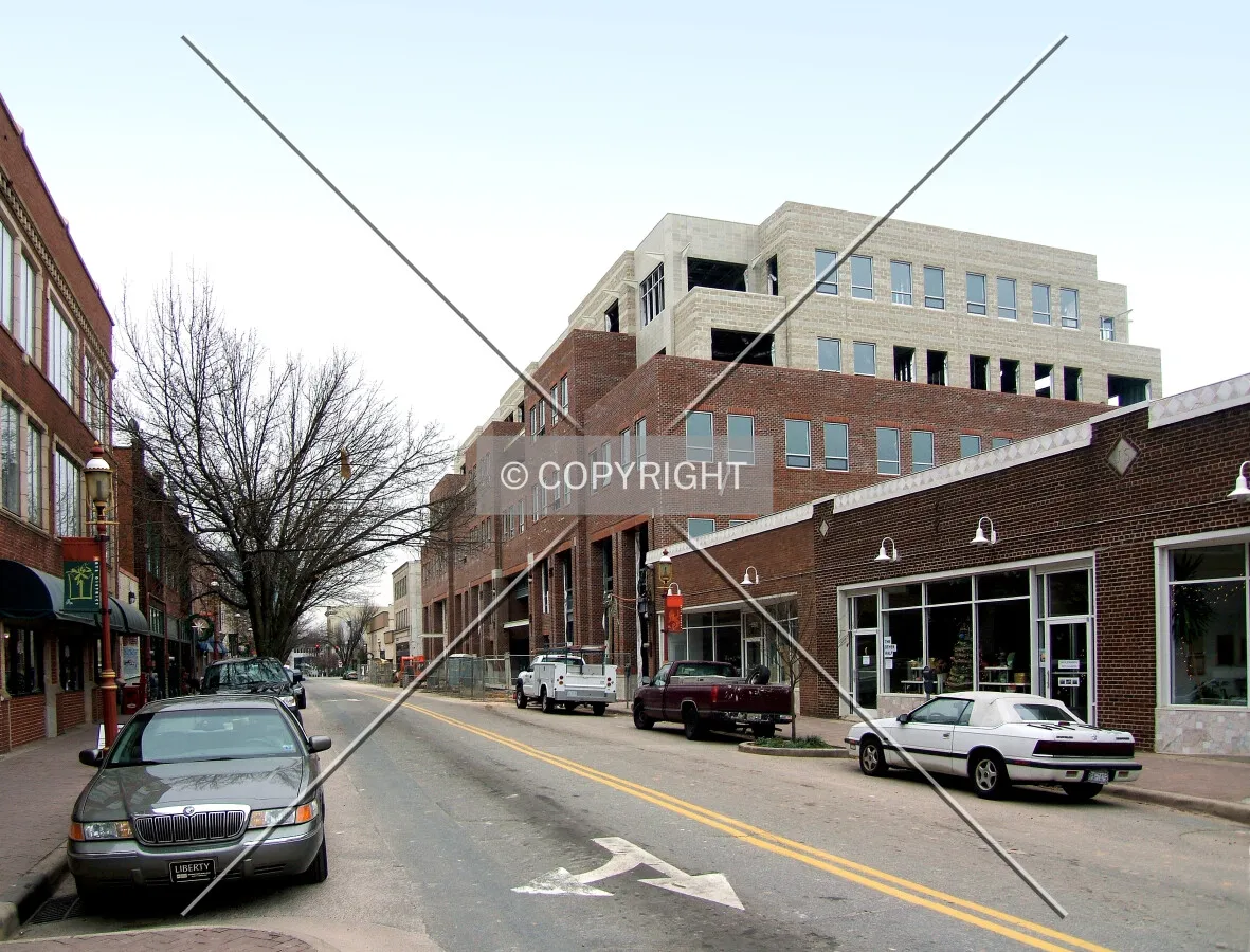 View from the north along Trade Street