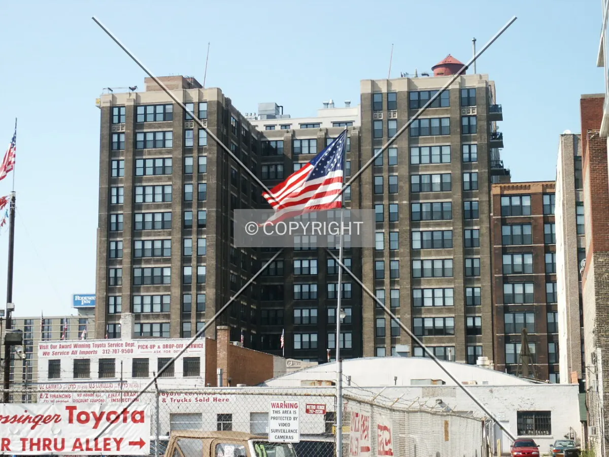 View from one block south
