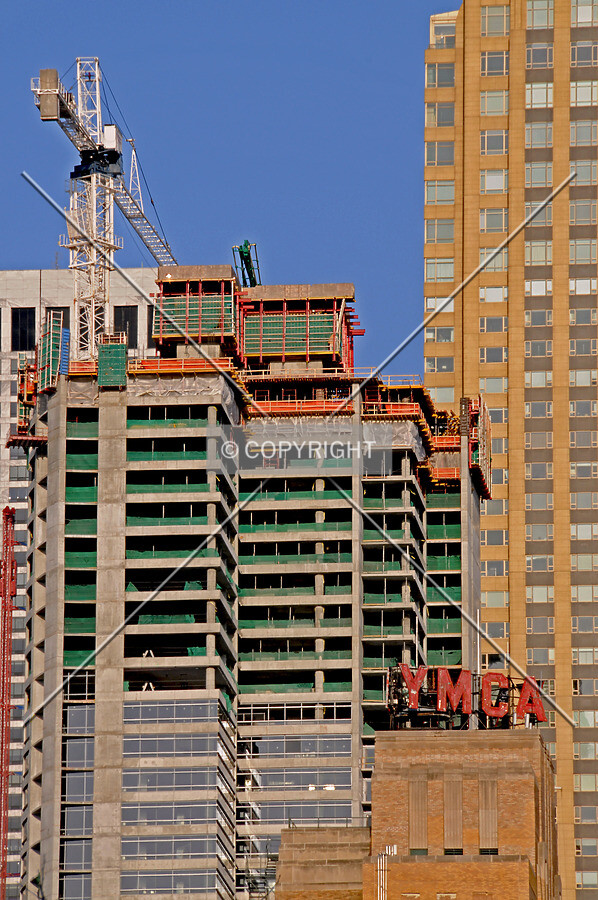Upper floors viewed from the west during the late afternoon