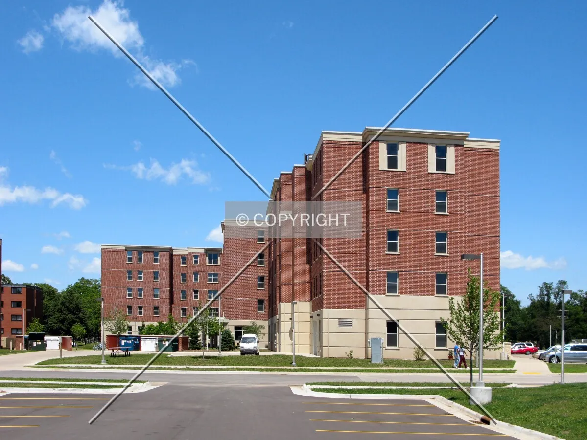 View to the north from an adjacent parking lot