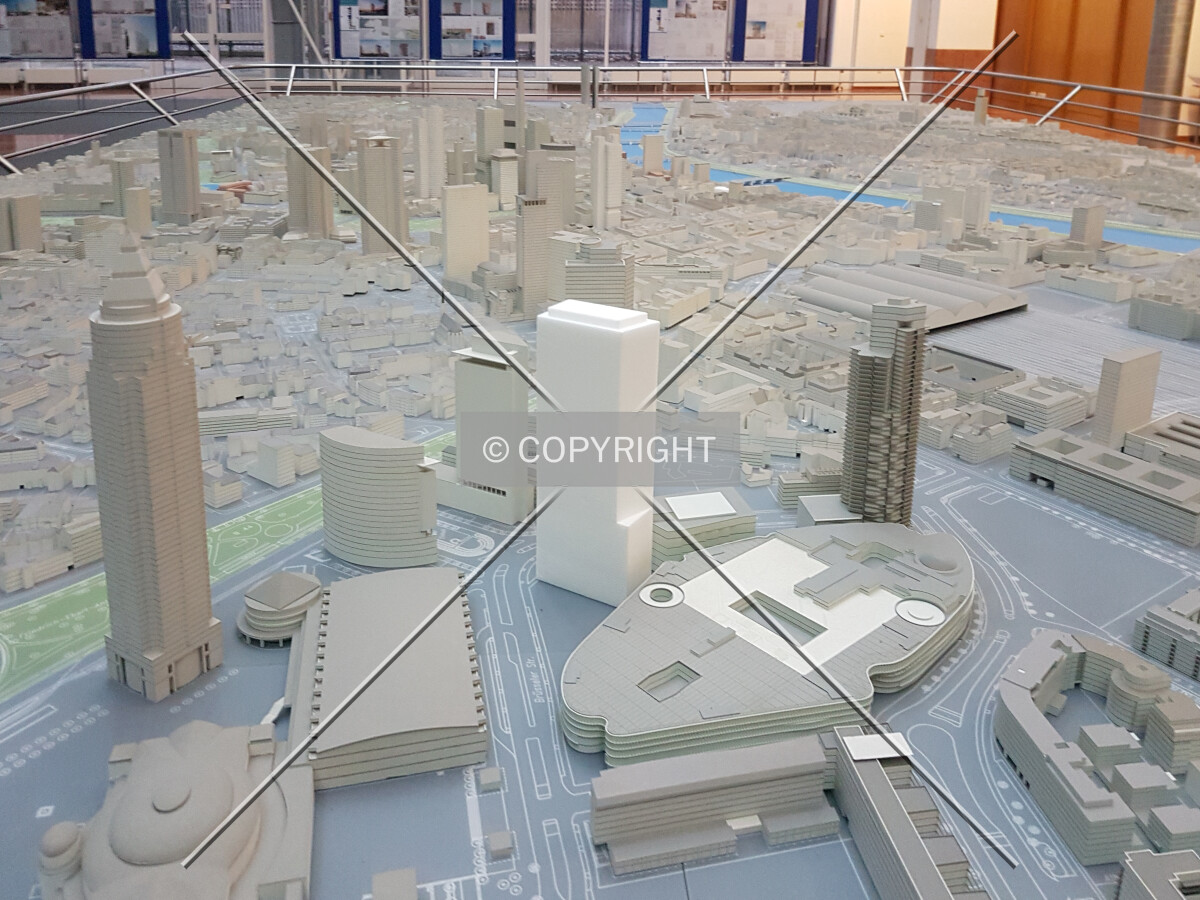 The ONE tower as part of the city model in the planning department