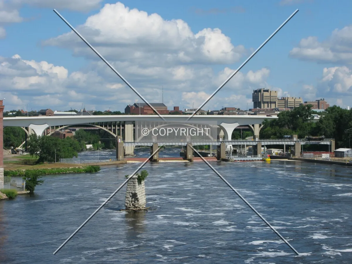 View down the Mississippi River from the Stone Arch Bridge