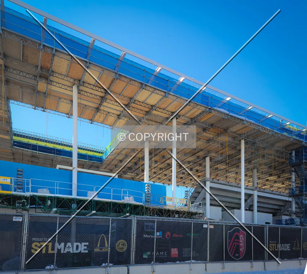From the north during construction
