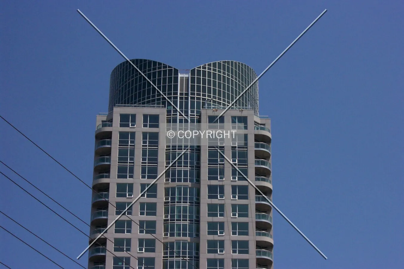 The tower's crown as seen from Scott Street