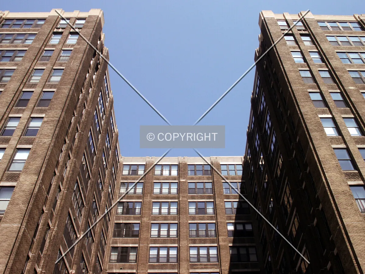 Looking up at the courtyard