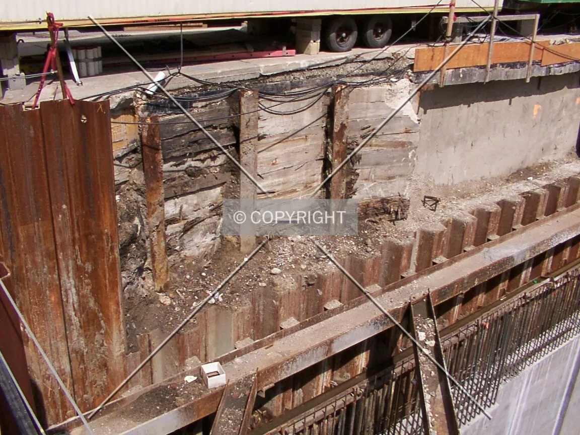 Detail of north shoring, including old timbers