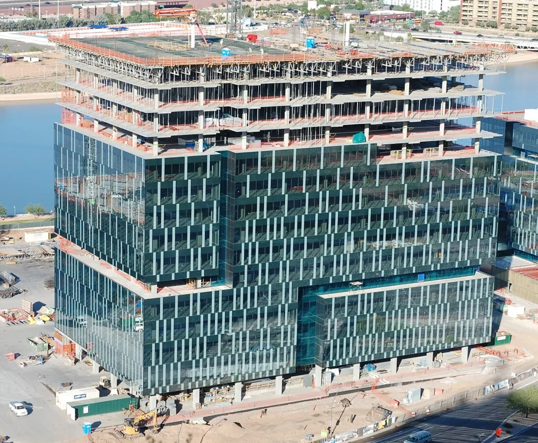 Elevated view from the southwest