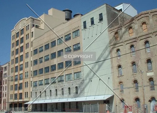 View to the northwest across 2nd Street South, during renovation