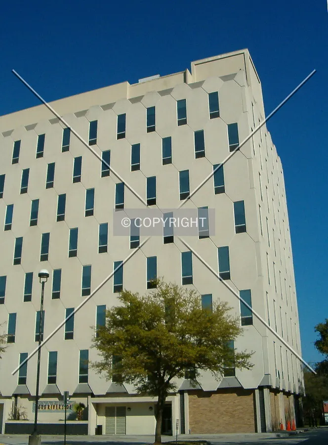 Looking at the rear of the building from the north