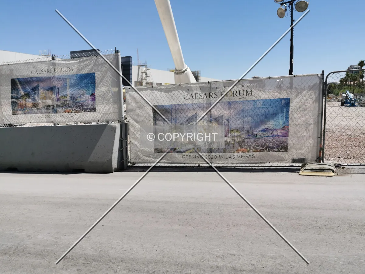 Caesars Forum construction fence
