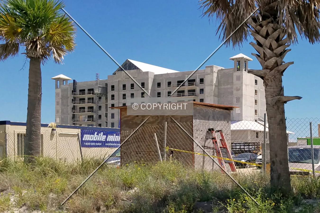 View from the northwest during construction; August 30, 2016