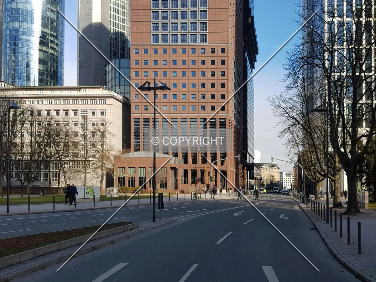 Concrete barriers in front of the Japan Center where the ECB resides