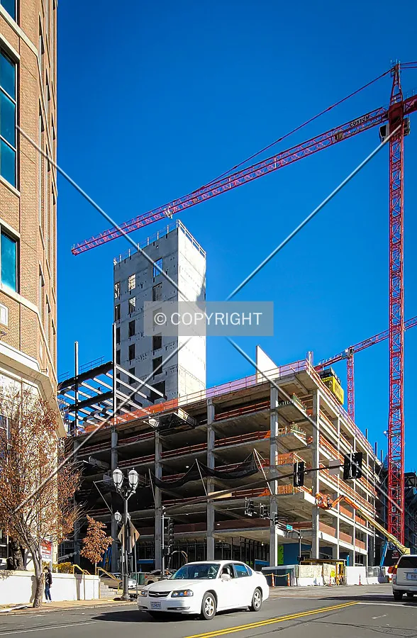 From the southwest during construction; December 3, 2021