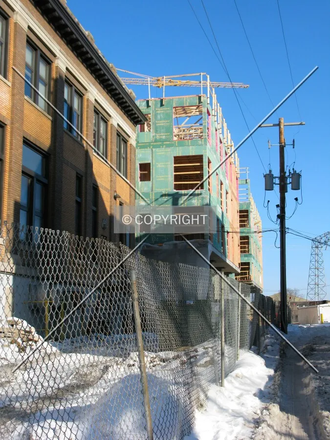 View to the north from University Avenue SE, past the Dinkydome
