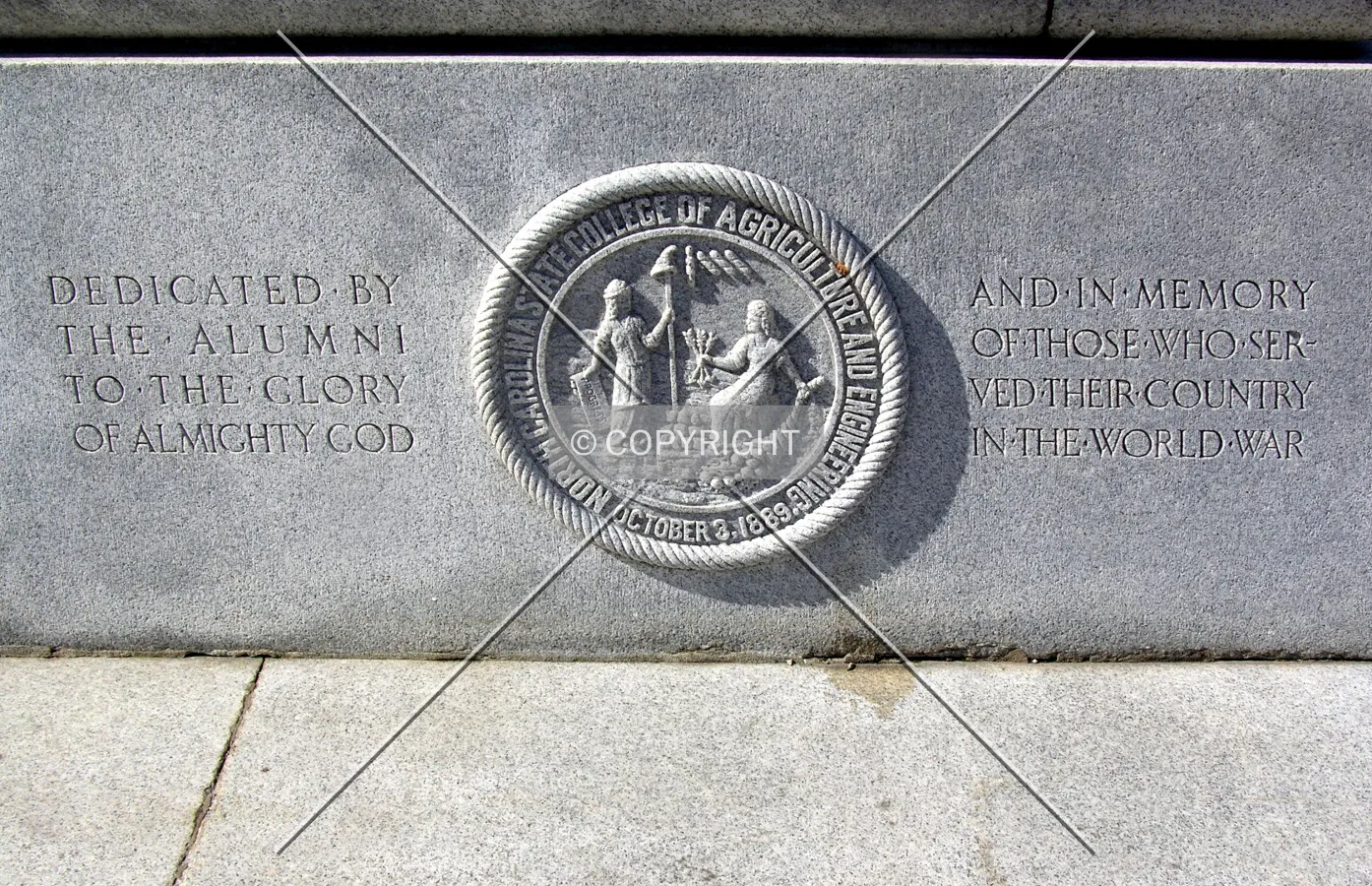 Dedication stone on the northeast corner