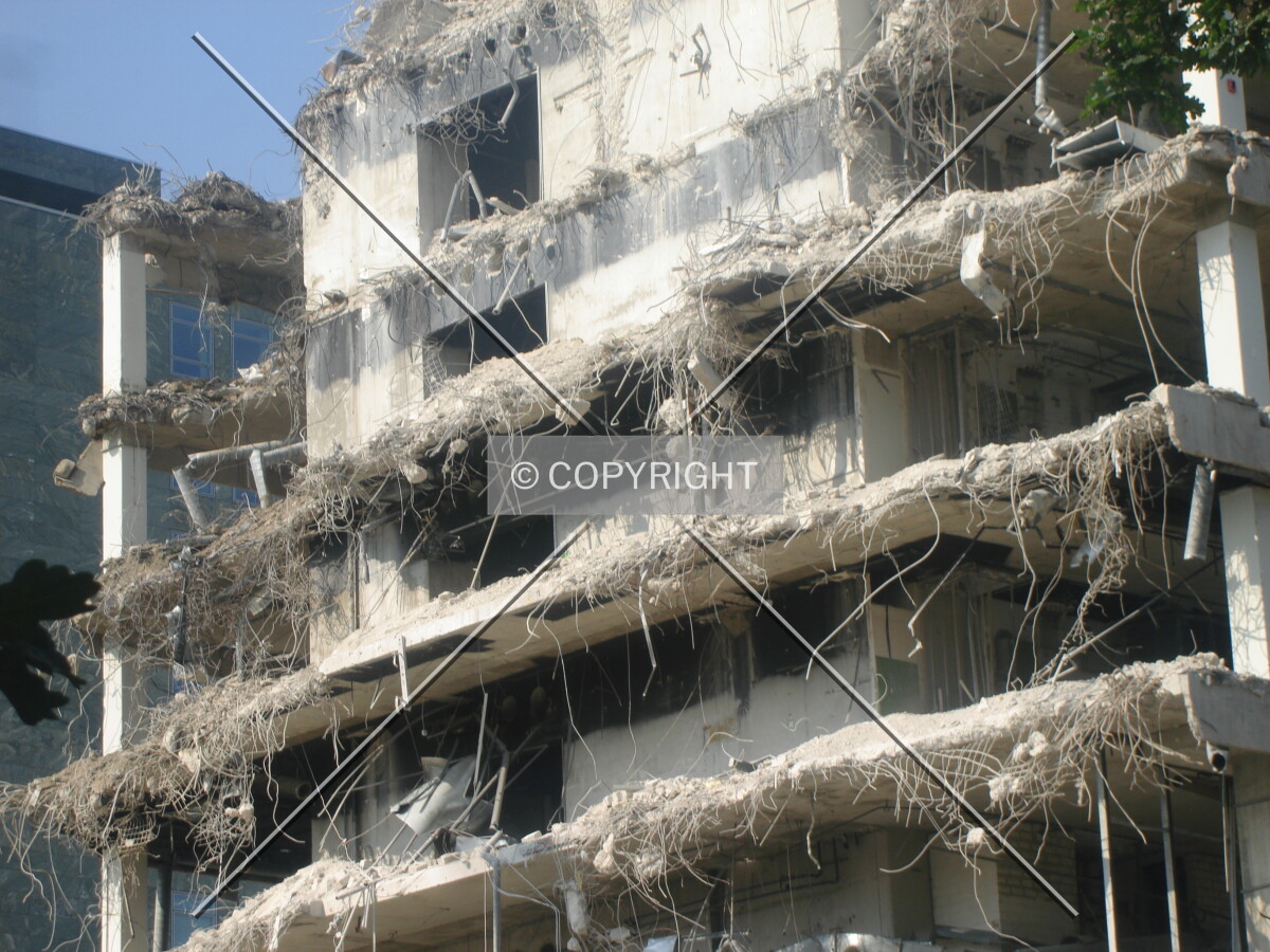 Facade detail of the almost demolished building