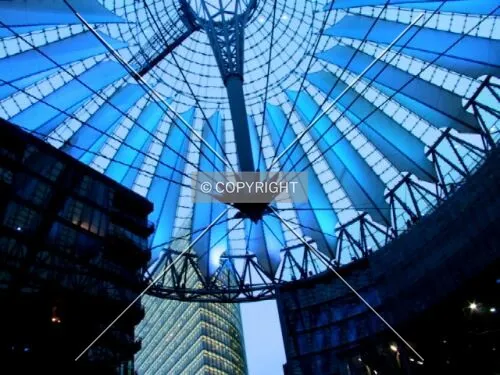 Sony Centre roof structure in evening