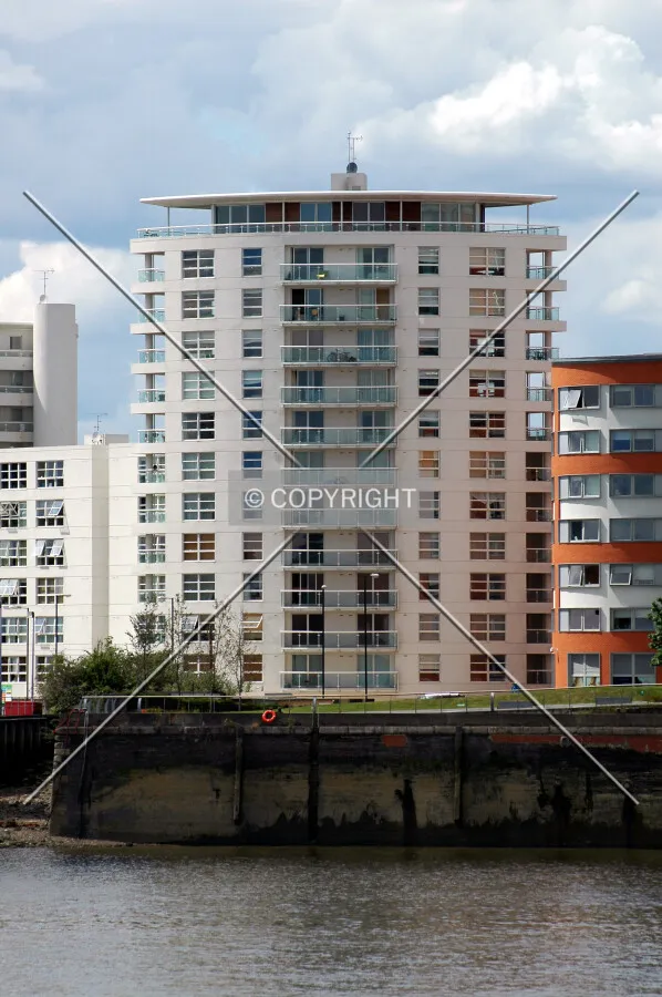 View from the Thames Path at North Greenwich