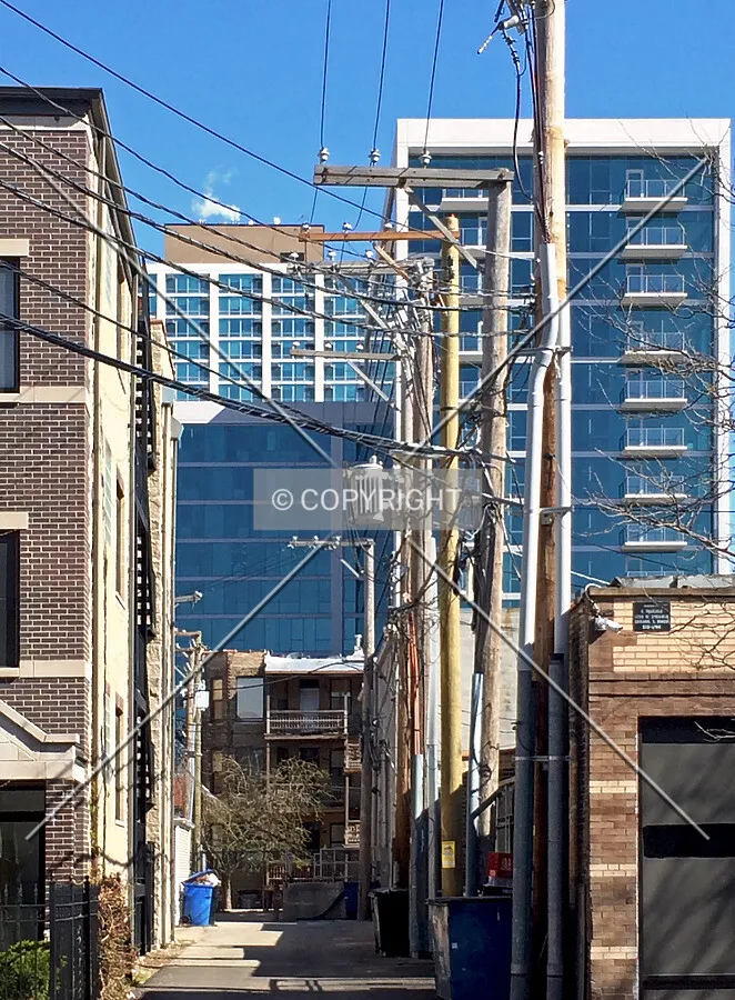Contextual view looking north from Waveland Avenue; April 23, 2014.