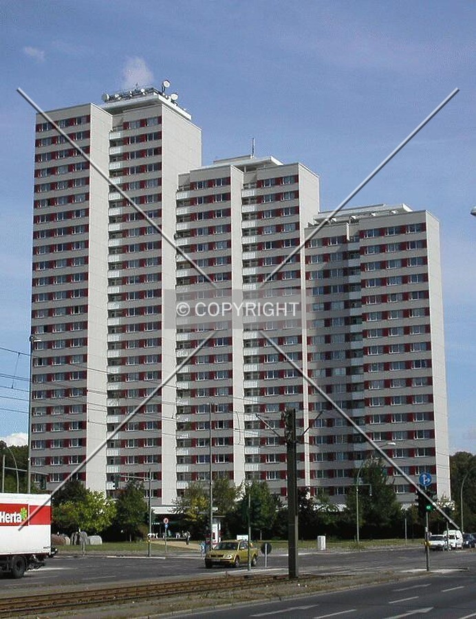 Frontal view of the building