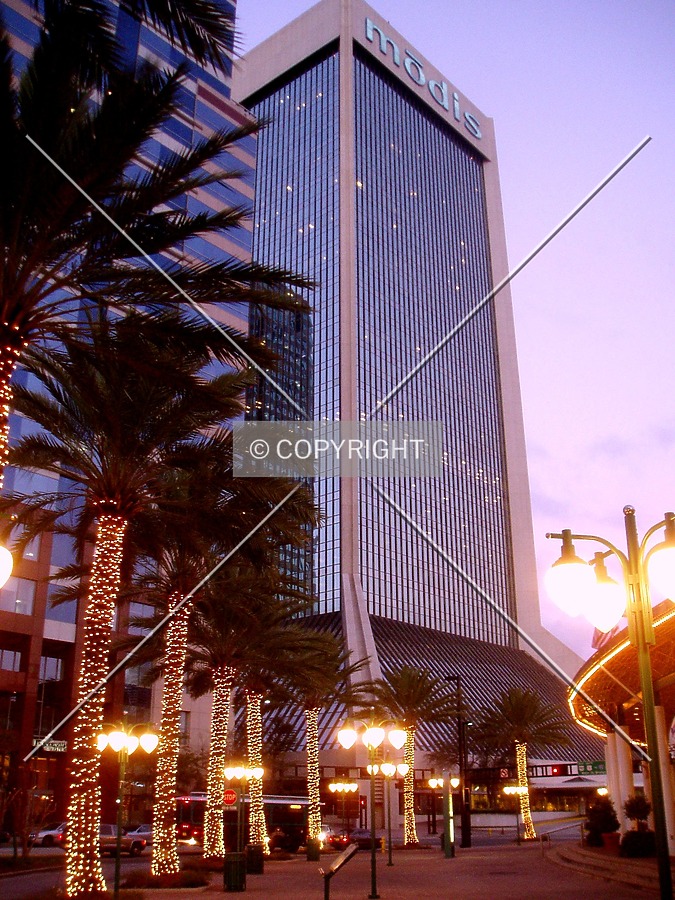 From the southwest at the entrance to the Jacksonville Landing