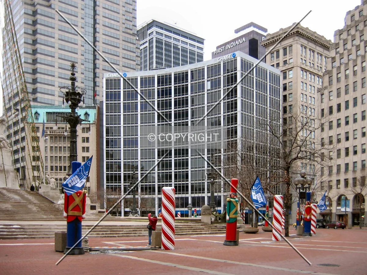 View to the northeast across Monument Circle