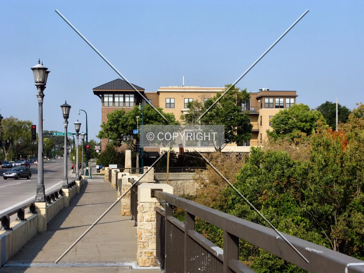 View to the west along the Lake Street bridge over the Mississippi River
