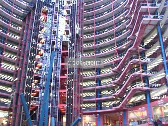 Glass elevators & stairway