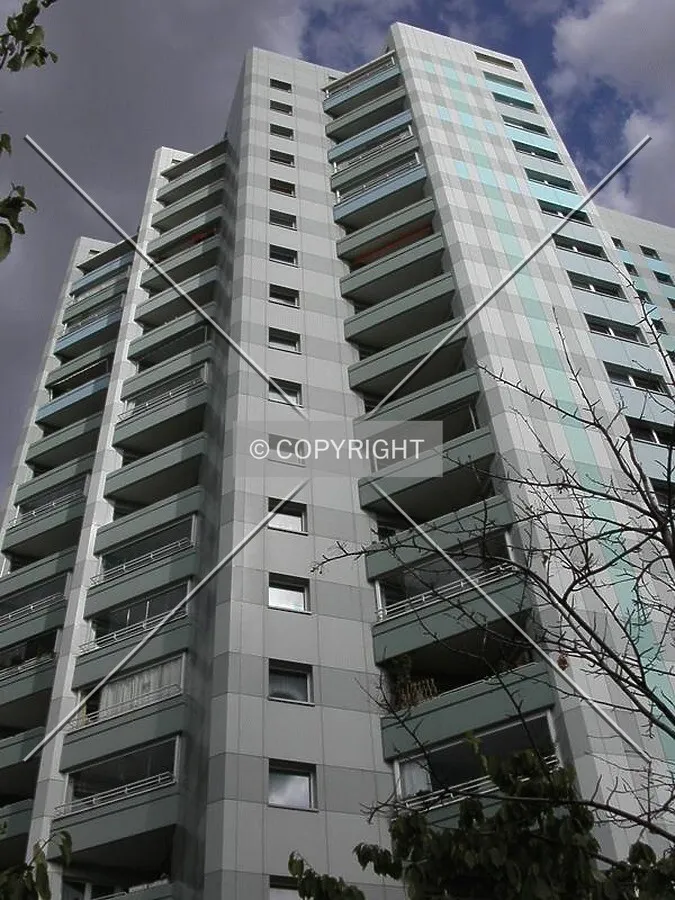 Look up view in the front side of the building