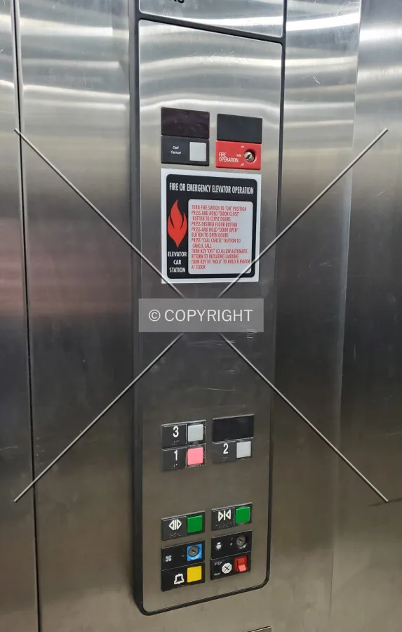 Elevator control panel; August 15, 2020