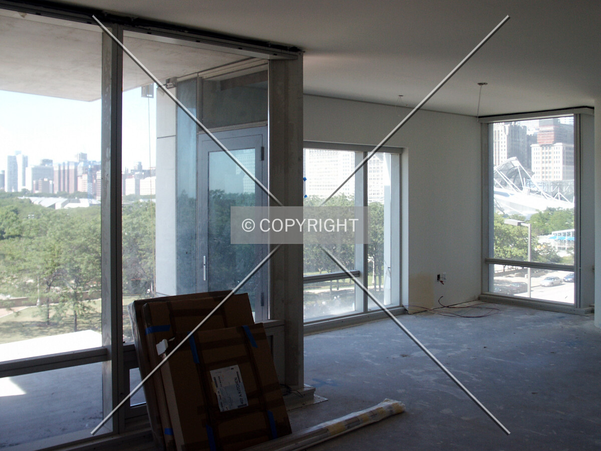 Inside a unit on a low floor, overlooking Grant Park