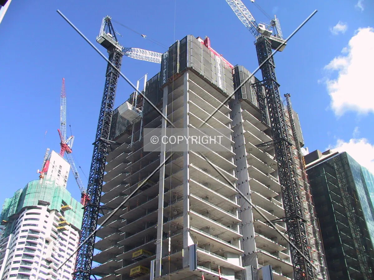 Looking up the northeast corner