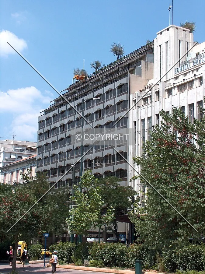 Street level view from across Panepistimiou street