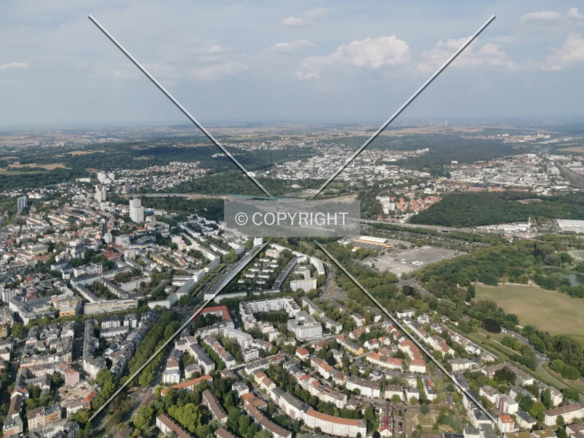 Flight with a helicopter over Frankfurt