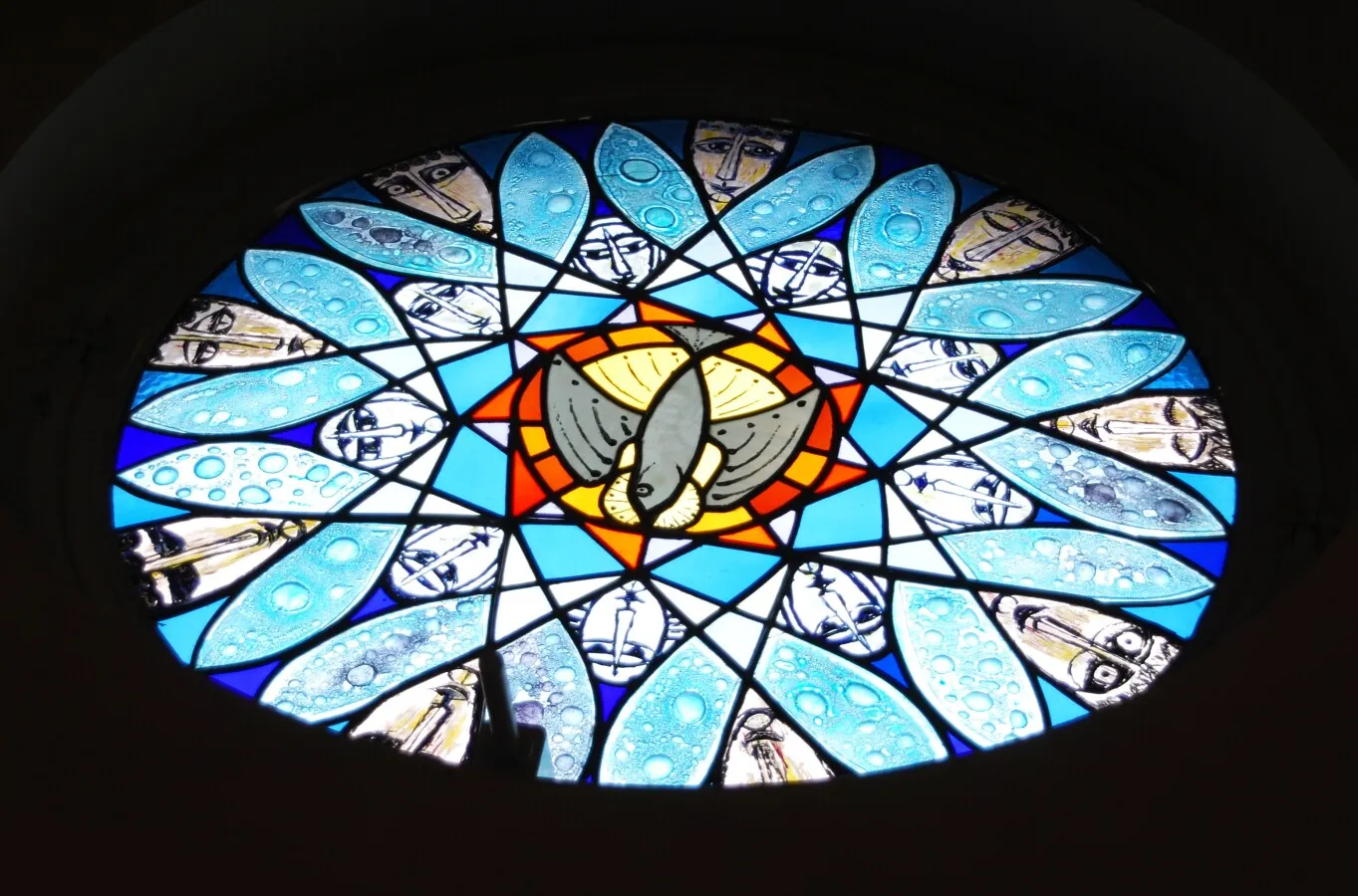 Stained glass window above the main entrance