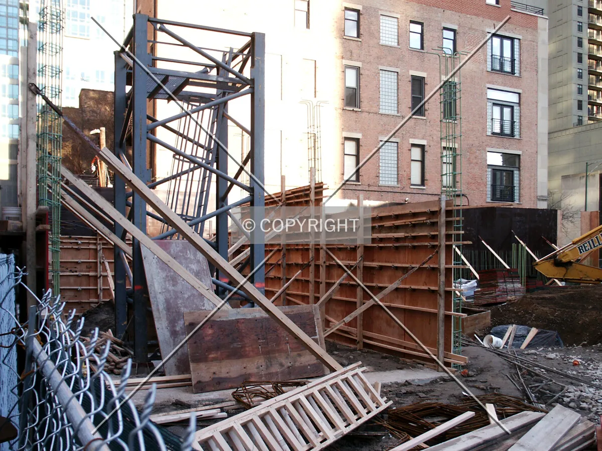 Base of the tower crane at the northern edge
